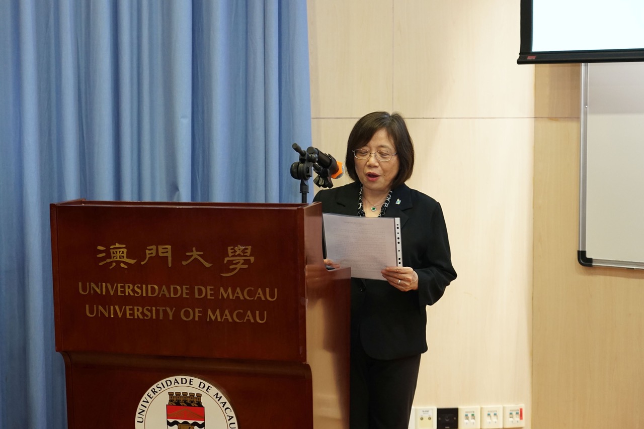 President Van Iat Kio, Kiang Wu Nursing College of Macau, delivers remarks  